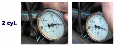 Compression pressure Fiat Cinquecento, before and 1722 km after the addition of ceramizer, second cylinder