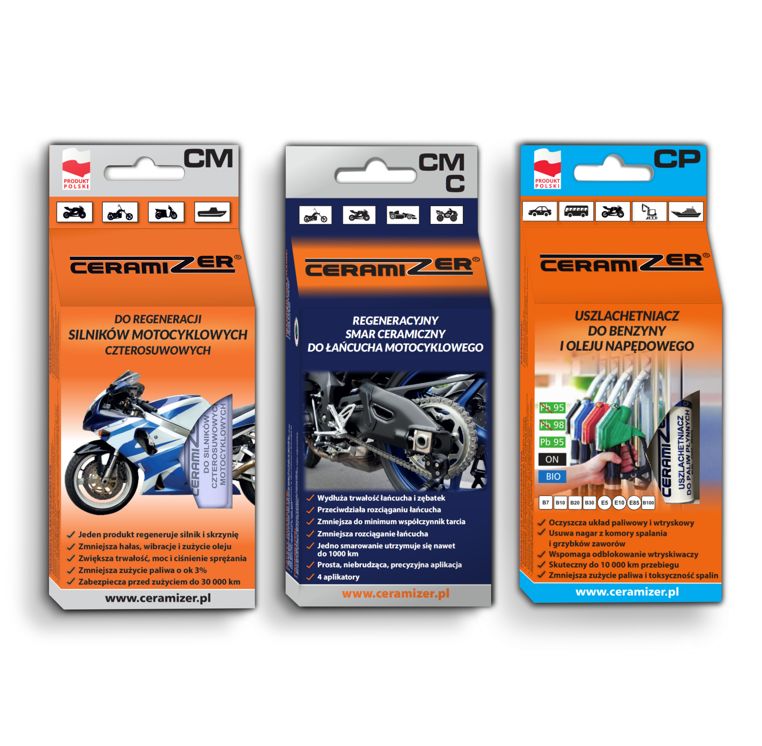 Zestaw (15) na start dla motocyklisty: silnik+skrzynia (CM), łańcuch (CMC), paliwo (CP)